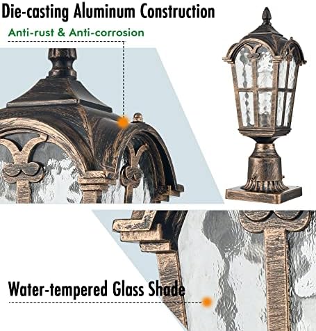 YUBOLE Water-Tempered Glass Outdoor Post Light