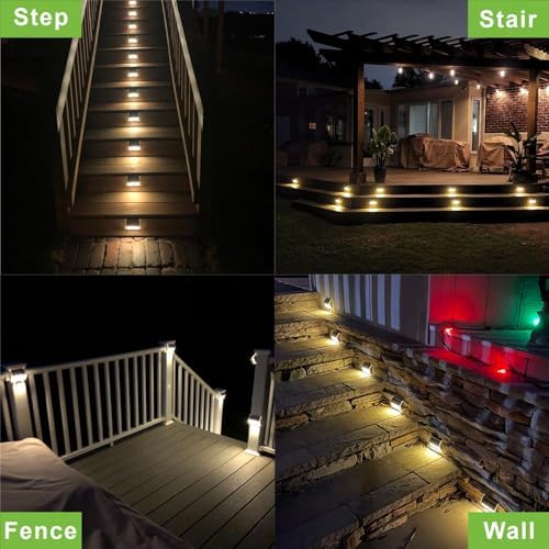 XLUX Warm White Solar Deck Step Lights, 2 Pack