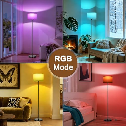 FRIDEKO HOME Floor Lamp, Beige Shade, Color-Changing Bulb