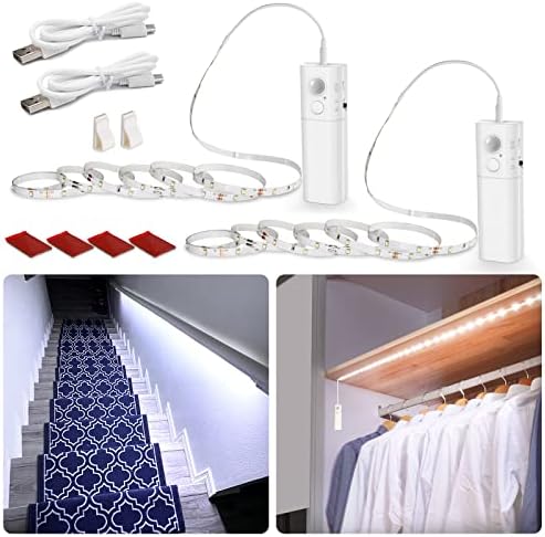 WOBANE Rechargeable Motion Sensor Stair Strip Lights, White