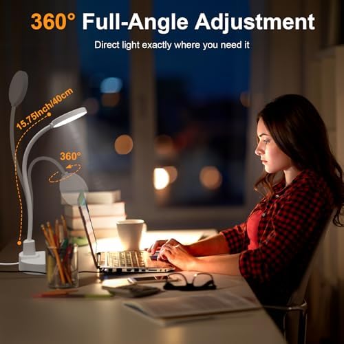 15W LED Desk Lamp with USB Charging Ports, 3 Color Temps