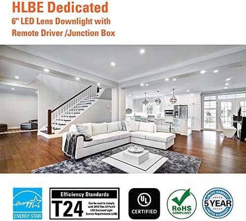 HALO HLBE 6-Inch Slim LED Recessed Lighting, 24-Pack