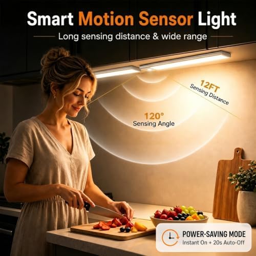 2Pack Under Cabinet Lighting, 2200mAH Recharge Motion Sensor Light