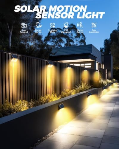 vighep 12-Pack Solar Fence Lights, Motion Sensor, Brown