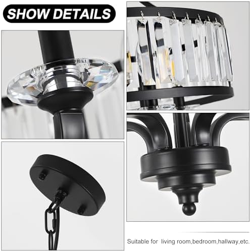 Modern Black 5-Light Crystal Chandelier