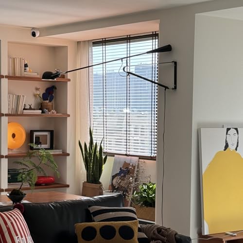 Long Swing Arm Wall Lamp, Black