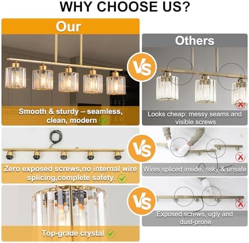 36-Inch Brass Gold Dining Room Light Fixture