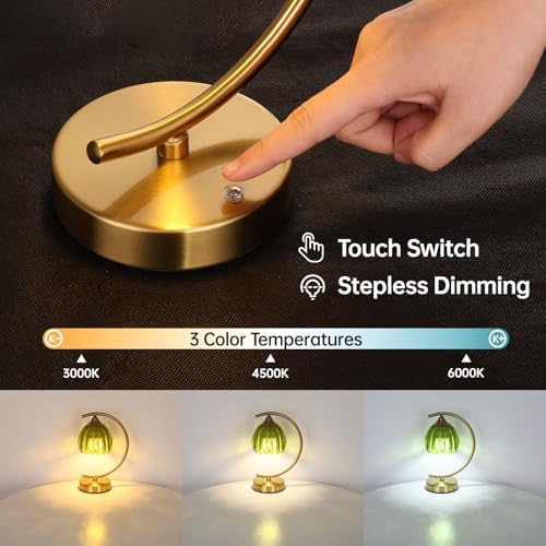 Shenmoyl Tulip Cordless Table Lamp, 5200mAh, Green Tulip