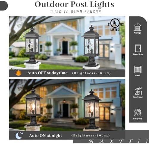 Black Aluminum Dusk to Dawn Outdoor Post Light