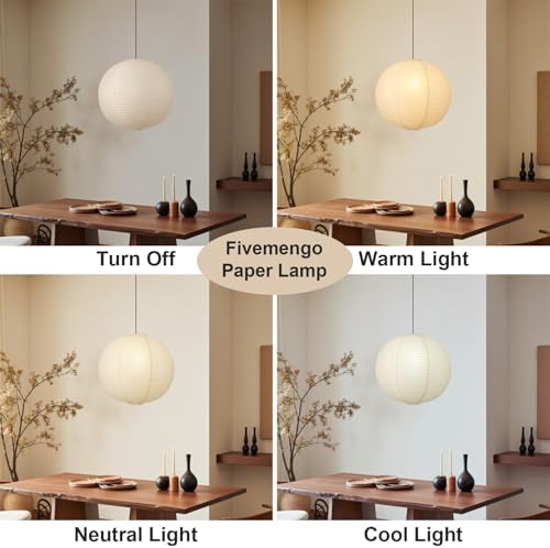 Paper Pendant Light, 20in Off-White