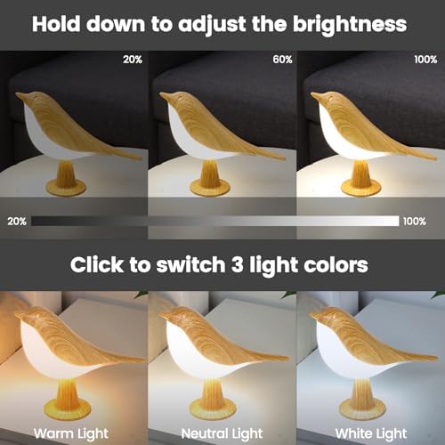 Haotao Small Bird Table Lamp, 2600mAh Rechargeable