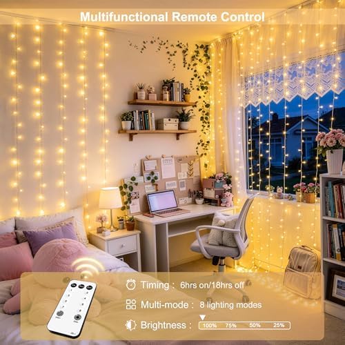 JMEXSUSS 900 LED Curtain Lights, 9.5x29.5ft