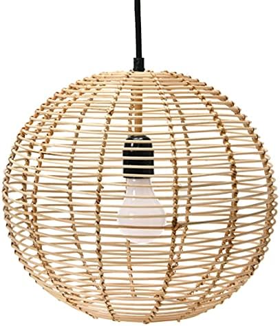 Modern Boho Handwoven Globe Rattan Pendant Light, Natural