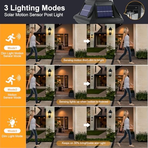 2-Pack Solar Porch Lights, Motion Sensor