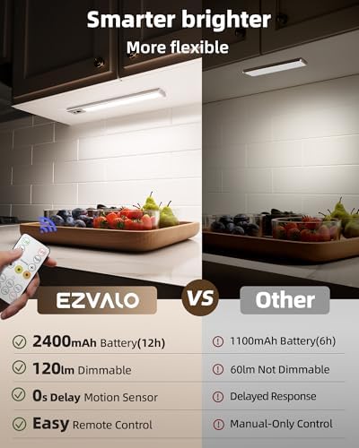 EZVALO 5-Pack 10inch Rechargeable Motion Sensor Under Cabinet Lighting