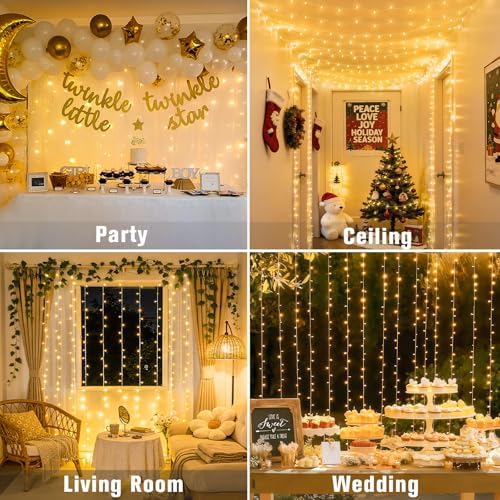JMEXSUSS 300 LED Warm White Curtain Lights