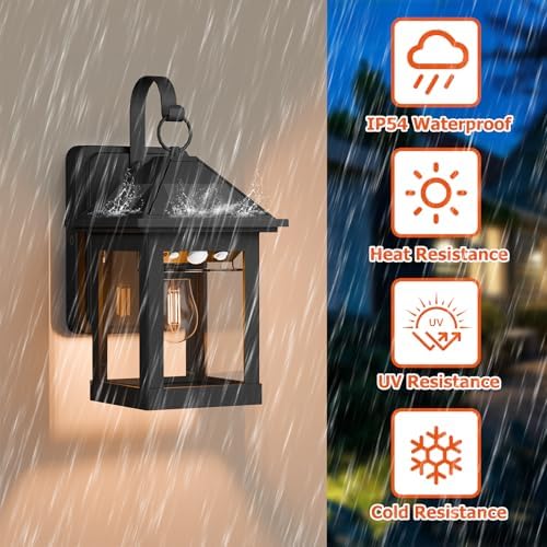 2 Pack Solar Wall Lanterns, E26 Bulbs