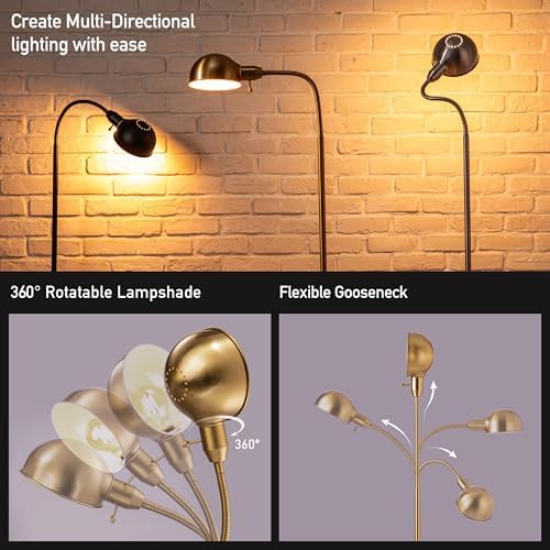 O'Bright Adjustable Floor Lamp, Gooseneck, Brushed Nickel