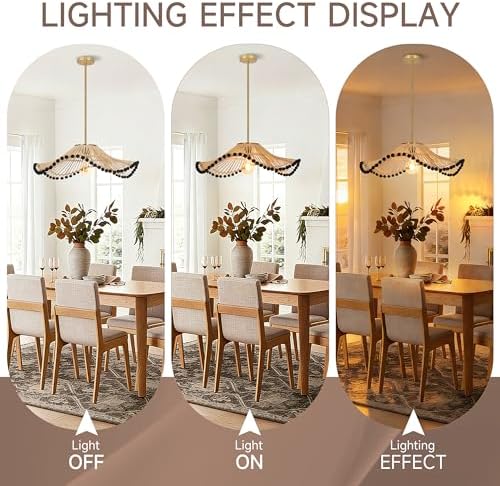 23.6" Boho Rattan Pendant Light