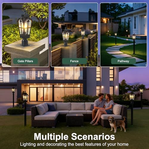 Motion Sensor Outdoor Post Light, Waterproof, Dusk to Dawn