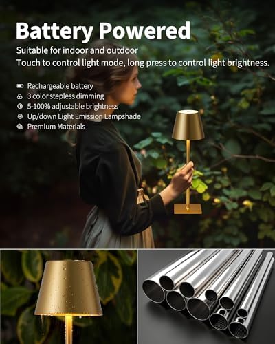 KDG Cordless Table Lamps Set of 2, 4000mAh