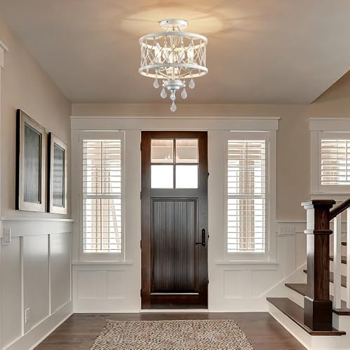 Farmhouse 3-Light Crystal Flush Mount Chandelier