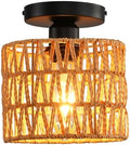 Hand-Woven Rattan Flush Mount Ceiling Light
