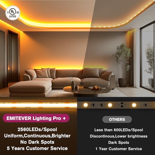 EMITEVER 16.4-Foot UL Listed COB LED Strip — 2700K - view 3