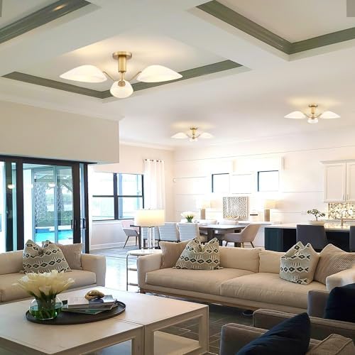 MEXO Modern Gold 3-Light Semi Flush Mount Ceiling Light