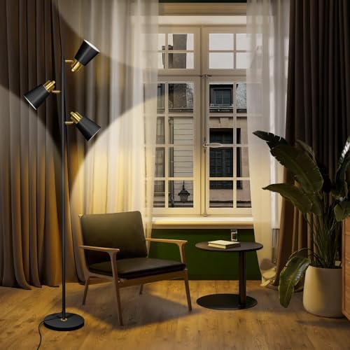 LALISU Industrial 3-Light Tree Floor Lamp