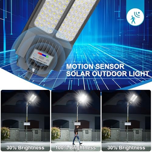 2-Pack Solar Outdoor Street Lights, Motion Sensor, Remote