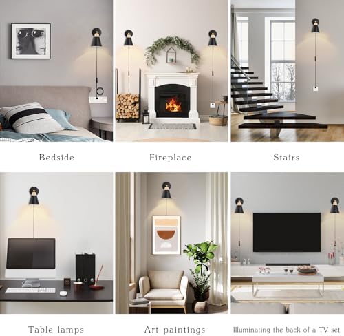 Black Plug-in Wall Sconce