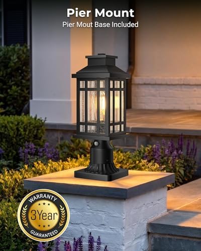 Dusk to Dawn Outdoor Post Lights, Black Aluminum Hard-Wired