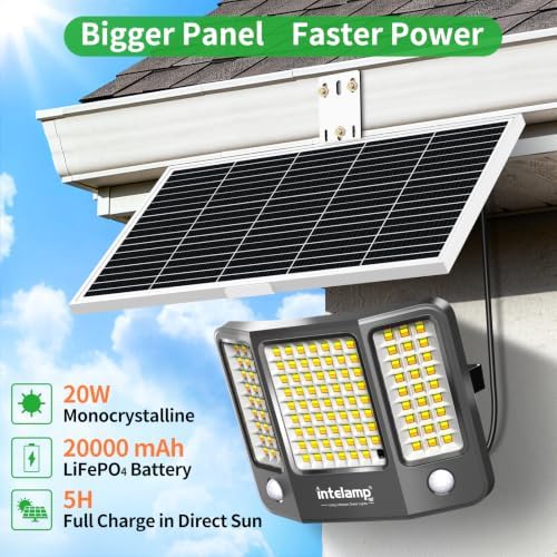 intelamp Solar Flood Lights, 20000mAh 4000LM