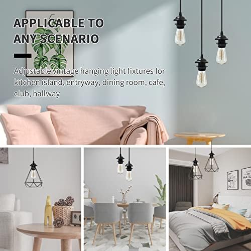Industrial Mini Pendant Light Kit, Black E26 Socket