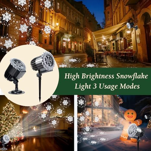 3D Dynamic Snowflake Projector Lights, Waterproof Indoor Outdoor