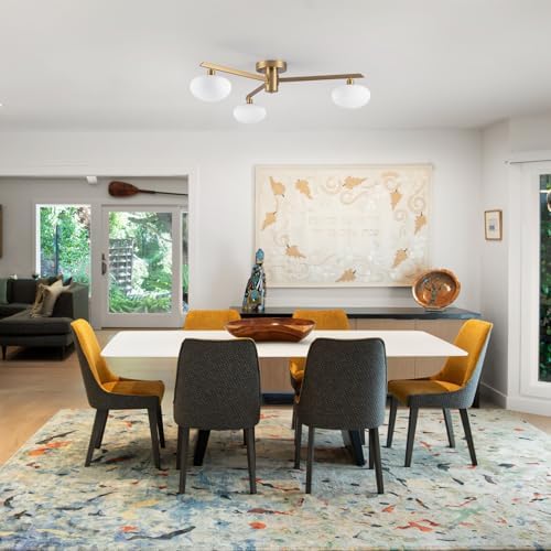 22.5" Gold 3-Light Mid-Century Semi Flush Mount Ceiling Light