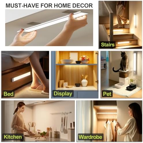 2 Pack Under Cabinet Lighting, 10in, Rechargeable