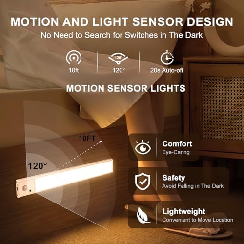 12 inch Wireless Motion Sensor Under Cabinet Lights, 4 Pack