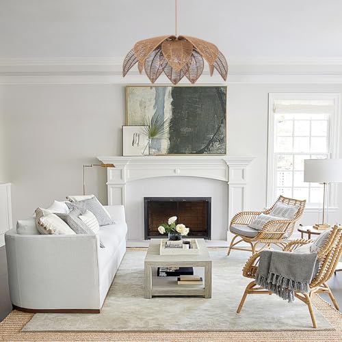 3-Light 24" Rattan Chandelier