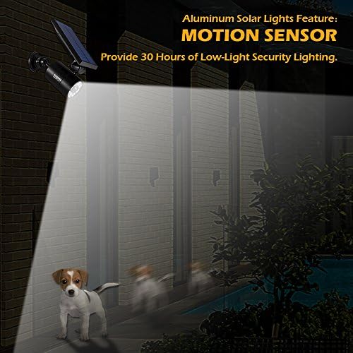 Solar Motion Sensor Spot Lights, Black, 2 Pcs