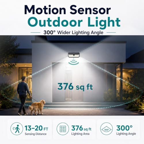 416 LED Solar Outdoor Motion Sensor Lights, 300° Angle