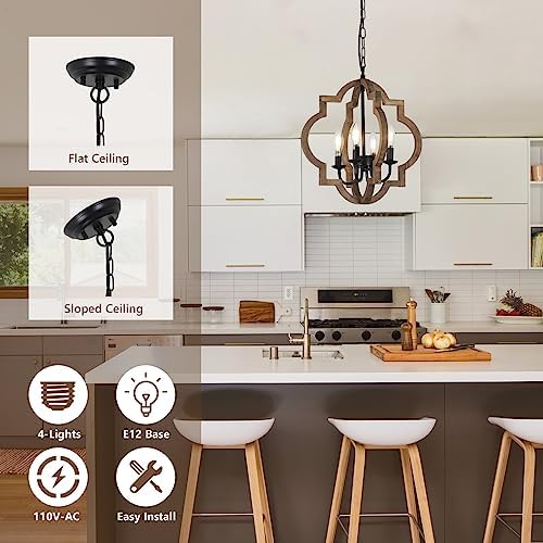 4-Light Brown Farmhouse Chandelier