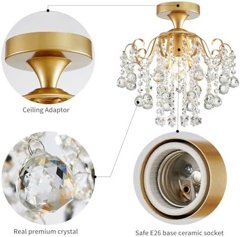 WUZUPS Crystal Chandelier Flushmount Ceiling Light Modern Lighting