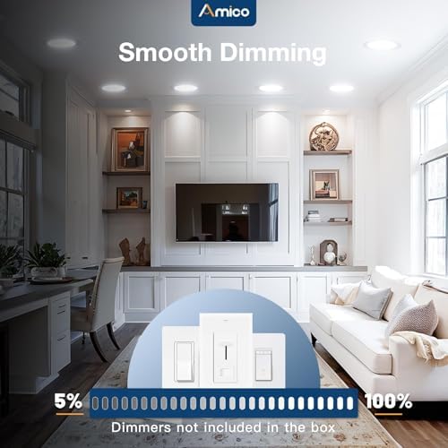 Amico 6 Pack 5 Inch LED Canless Recessed Ceiling Light