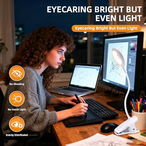 Akynite Rechargeable Clip-On LED Desk Lamp, 5 Colors