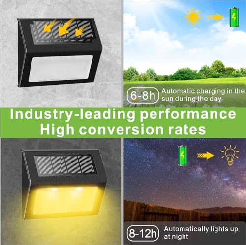 XLUX Warm White Solar Deck Step Lights, 2 Pack