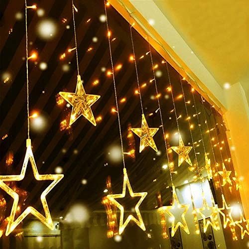 Quntis 12 Stars Curtain Christmas Lights, 138 LED