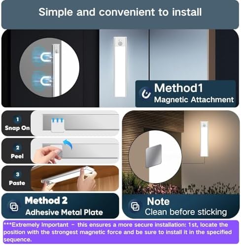 Motion Sensor Under Cabinet Lighting-Magnetic Rechargeable Closet