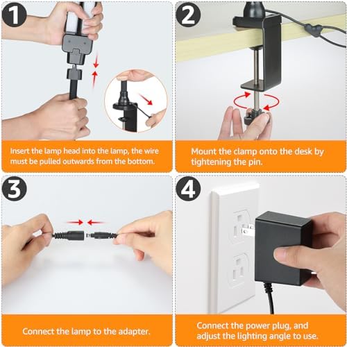 ShineTech LED Desk Lamp with Clamp, 25 Lighting Modes
